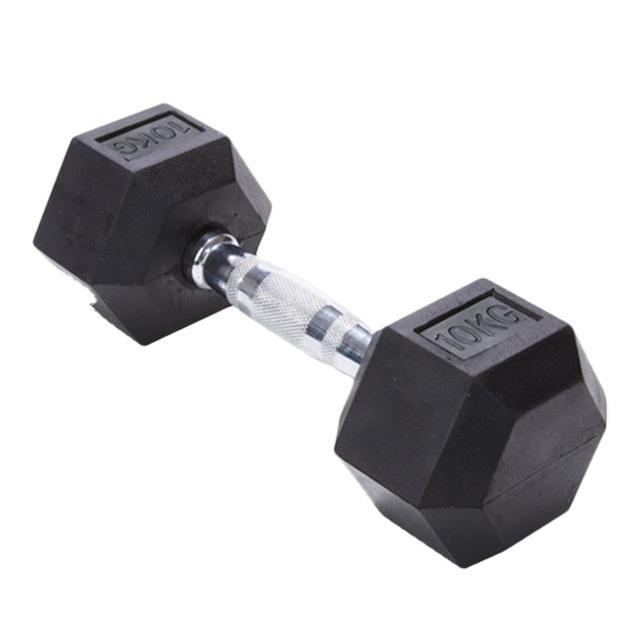 Gummibeschichtete Gusseisen -Hex -Schwarze Dumbbell
